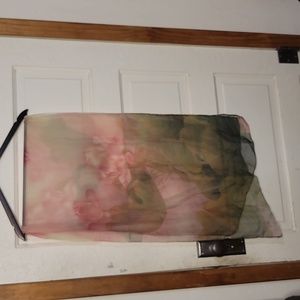 Ultra sheer, soft silk-like polyester scarf with lotus pattern
